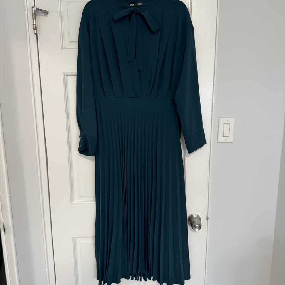Zara Teal Pleated Dress